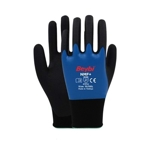 Beybi İş Eldiveni - NMF+ Tam Kaplı Mikro Köpük Nitril Kaplı Polyester Örgü Eldiven