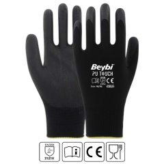 Beybi İş Eldiveni - Pu Touch Poliüretan Kaplı Polyester Örme Eldiven
