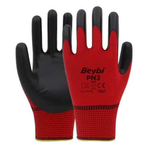 Beybi İş Eldiveni - PN3 Polyester Örme Nitril Eldiven
